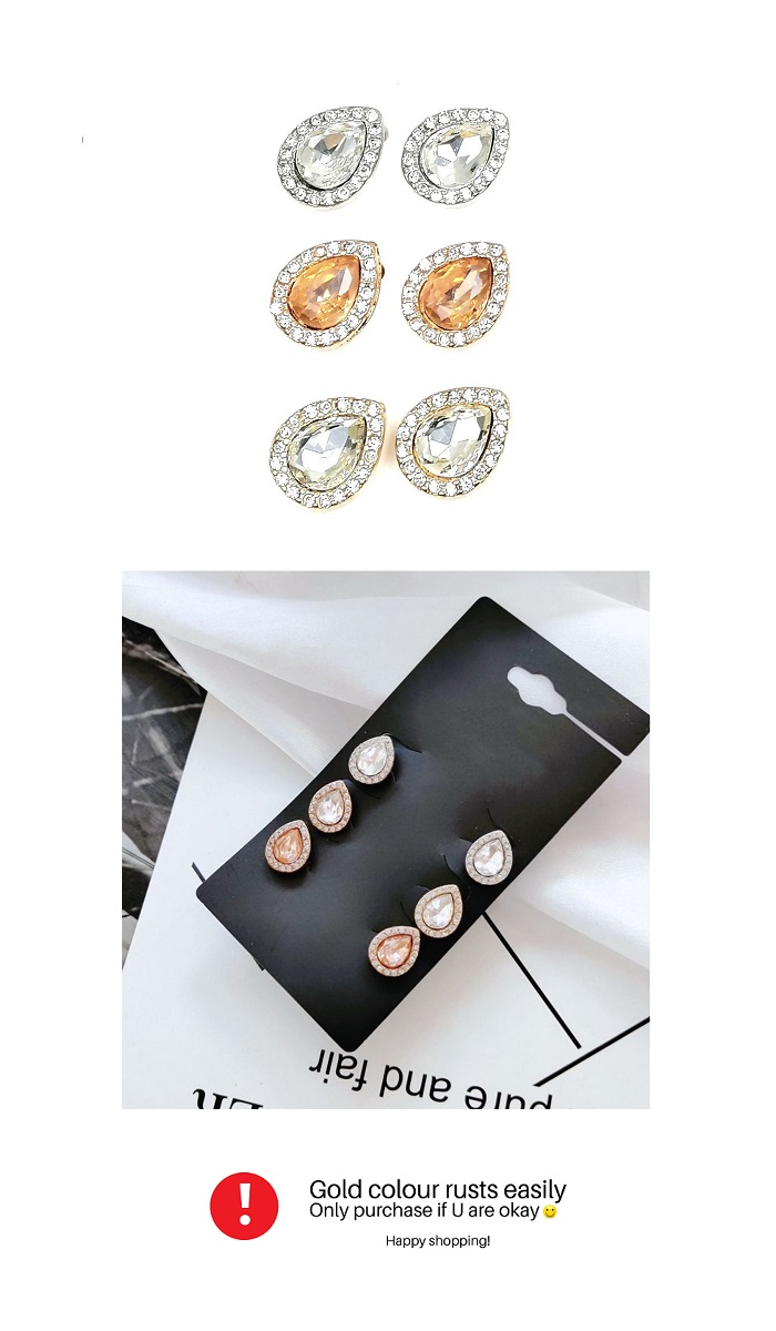 B-MLSF-A615- White Pink Gold Diamond Earstuds Earrings